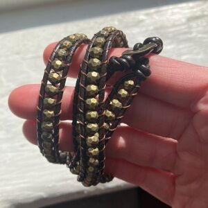 Wrap Bracelet with Gold Bead Accents